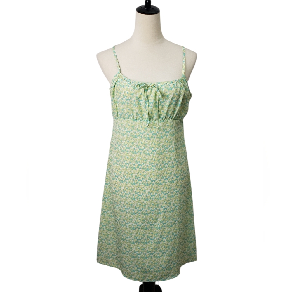Fashion Bug Y2K Ditsy Floral Babydoll Mini Dress Sz 14 Bow Coquette Cottage
